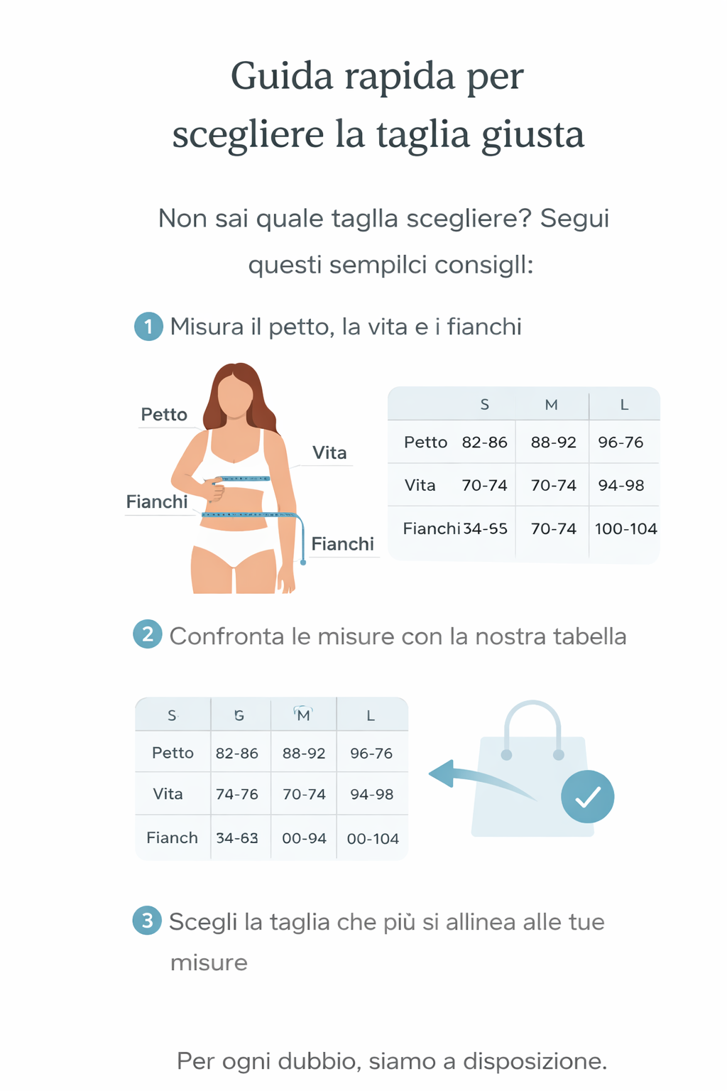 Scegliere la taglia giusta, con serenità