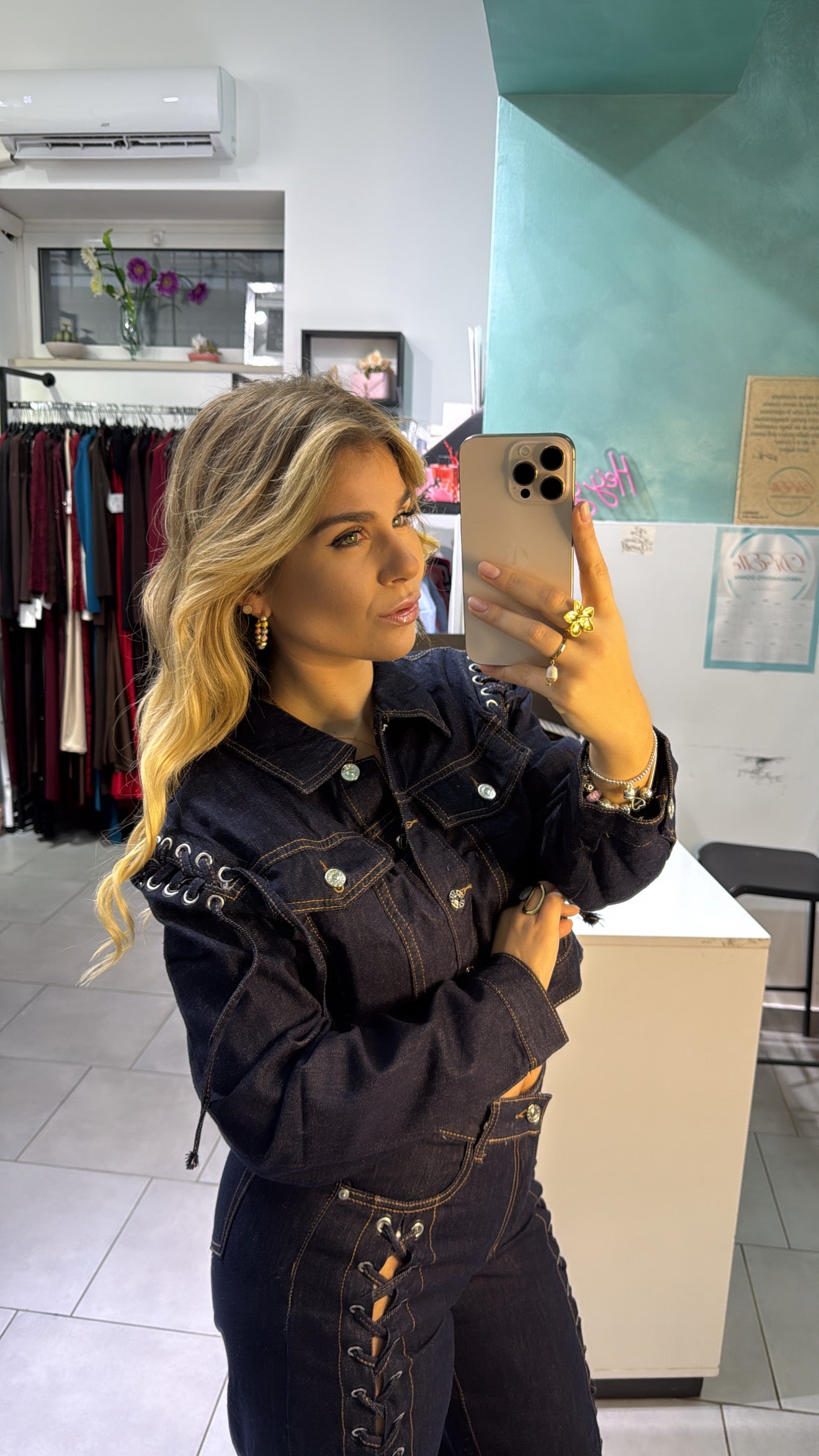 Cordset blue denim treccia