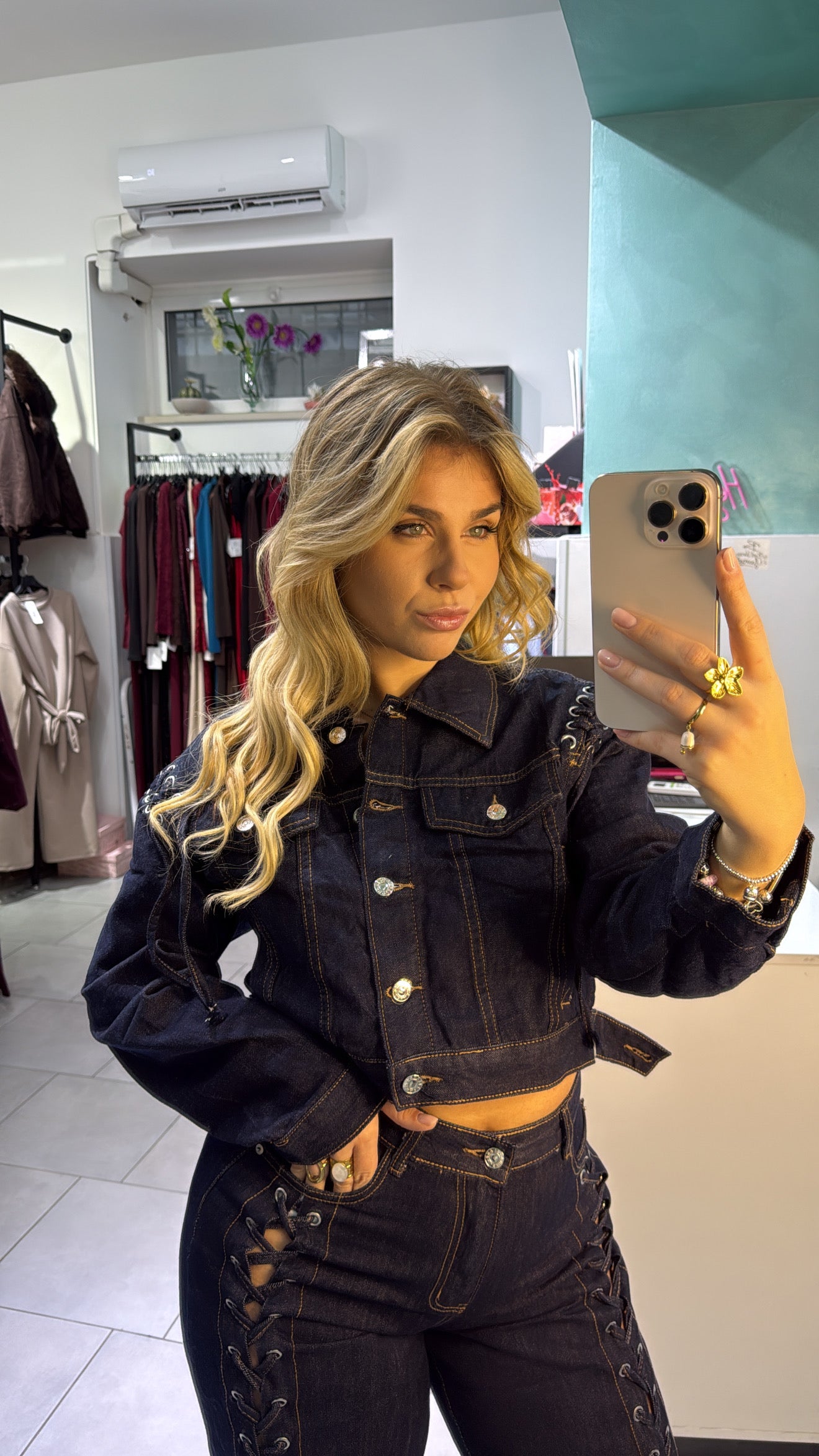 Cordset blue denim treccia