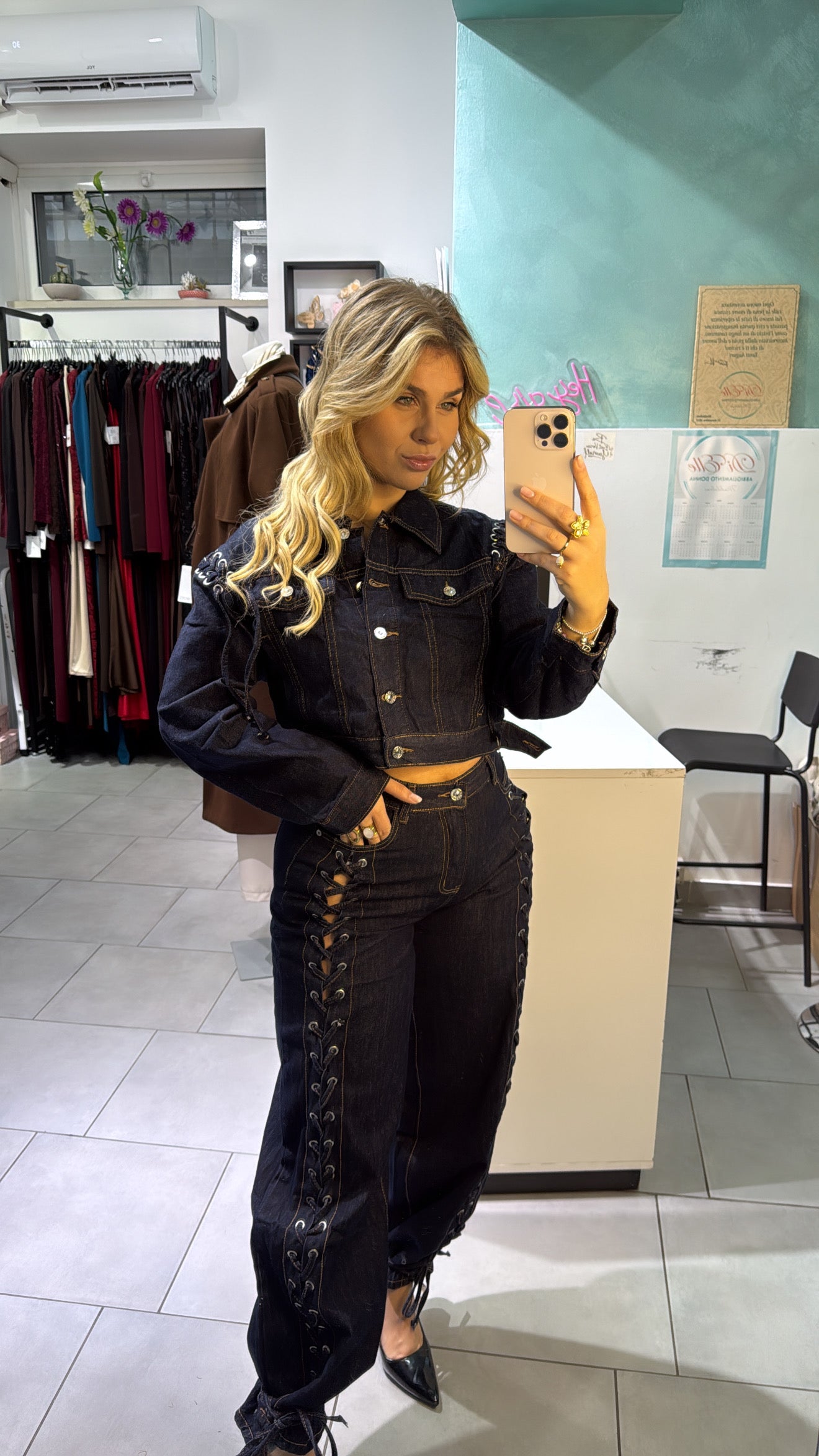 Cordset blue denim treccia