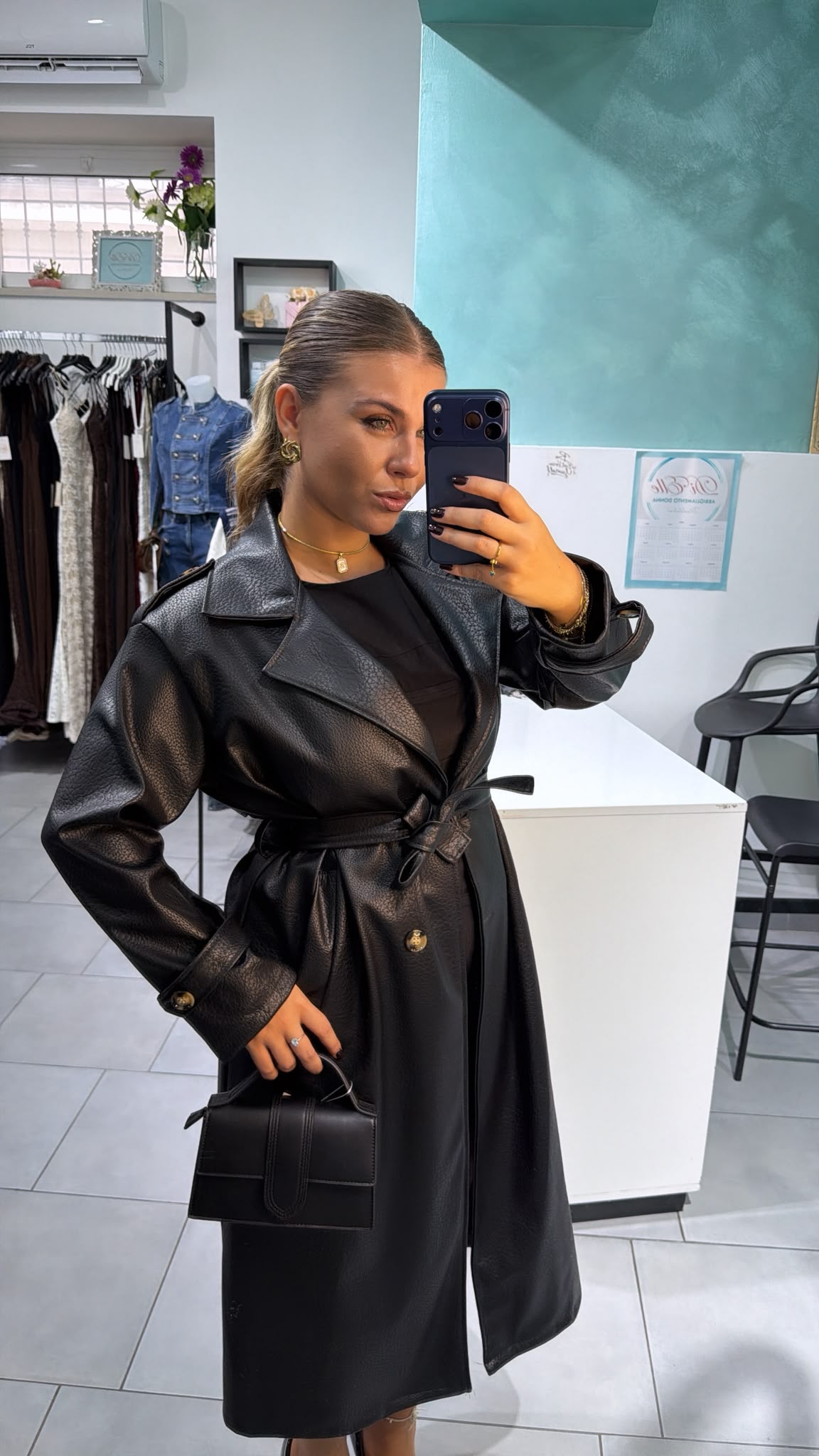 TRENCH LUNGO IN ECOPELLE ✨