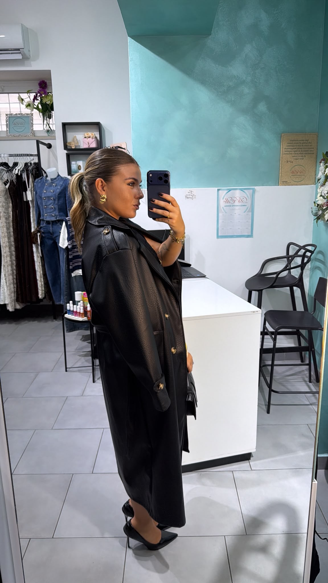 TRENCH LUNGO IN ECOPELLE ✨